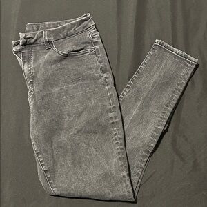 Faded Black Buckle Ankle Skinny Jeans